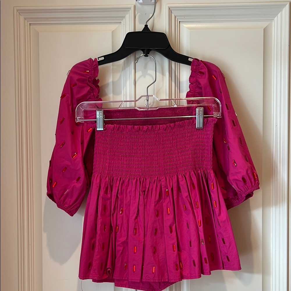 Queen of Sparkles pink smocked jewel set